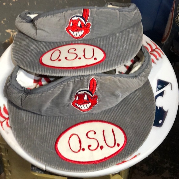 MLB Other - 2 Cleveland Indians MLB Ohio State University Corduroy Visors Chief Wahoo Logo